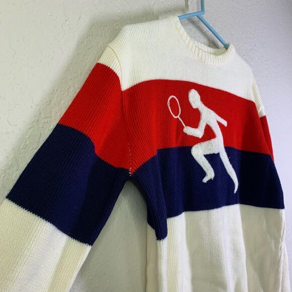 TOM GORMAN Tennis Trail Pacific Trail Sweater VTG Crew Neck Knit Tennis Player‎ - Picture 6 of 11